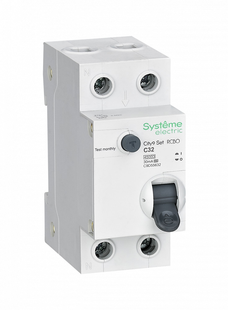 Systeme Electric City9 Set Авт. выкл. диф. тока (АВДТ) 1P+N С 32А 4.5kA 30мА Тип-A 230В