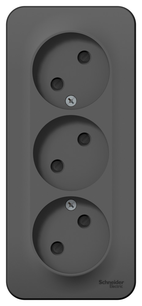 Systeme Electric Blanca наруж Антрацит Розетка 3-ая б/з со шторками 16А,250В, изолир. пластина