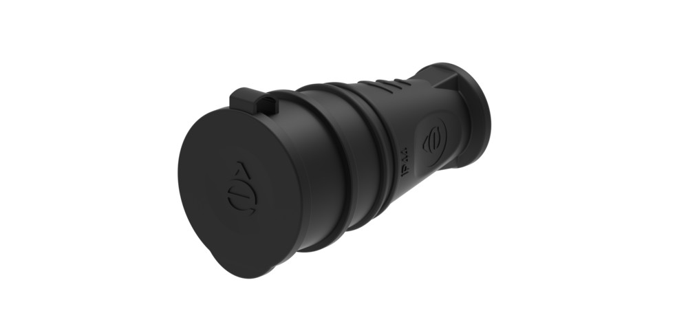 Systeme Electric MultiSet Черная Розетка 2К+З кабельная каучуковая 16А/250В IP44