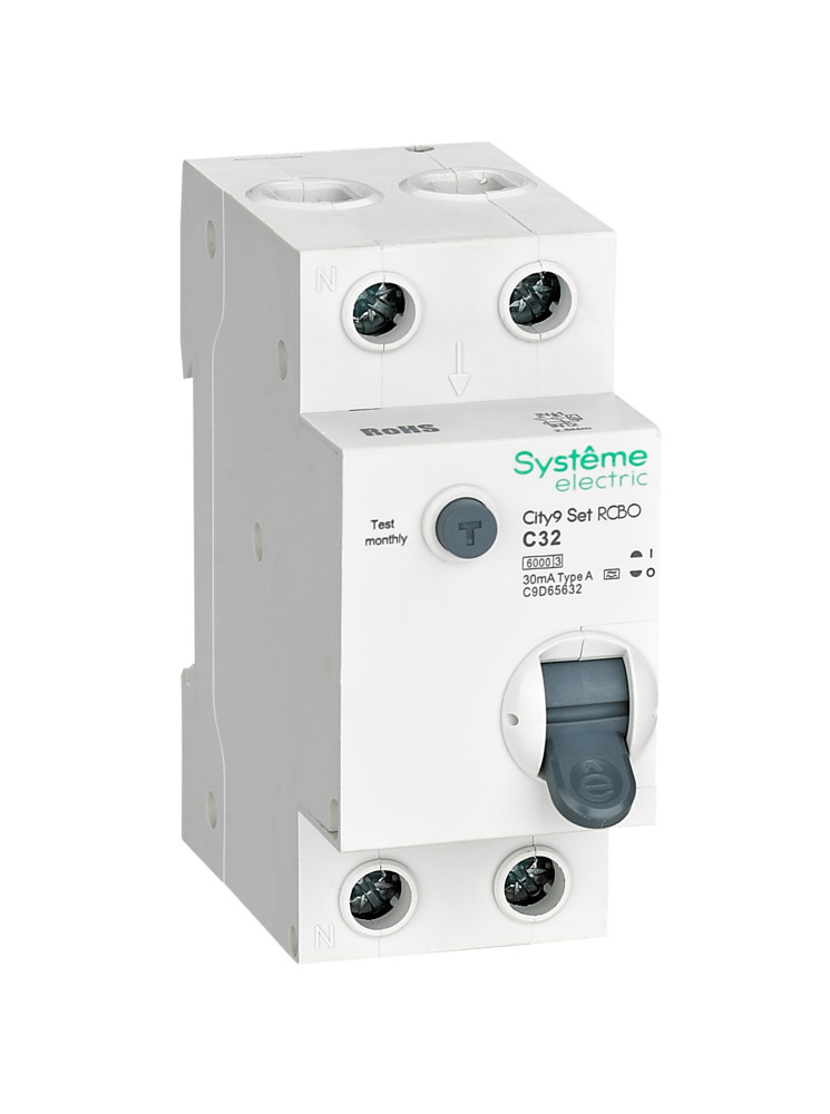 Systeme Electric City9 Set Авт. выкл. диф. тока (АВДТ) 1P+N С 32А 6kA 30мА Тип-A 230В