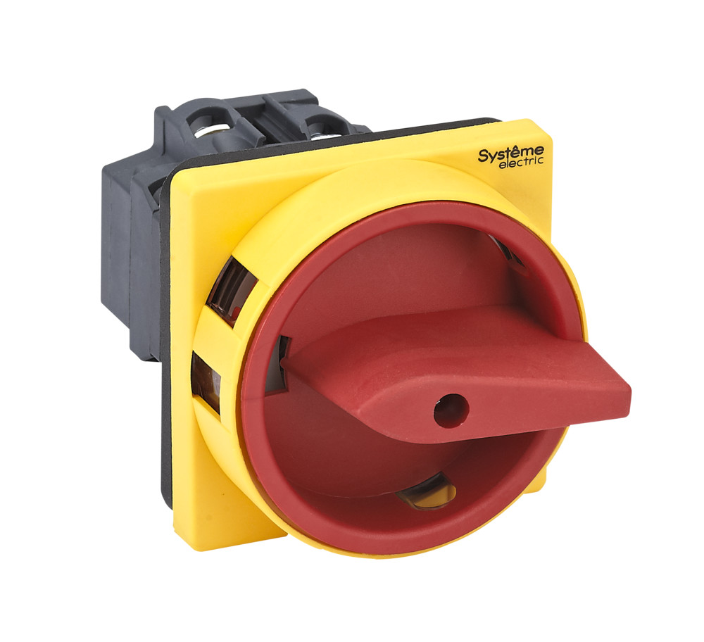 Systeme Electric SystemePact MSD  Выключатель-разъединитель 4P 20A IP20 с красной рукояткой на дверцу 4 винтами с замком