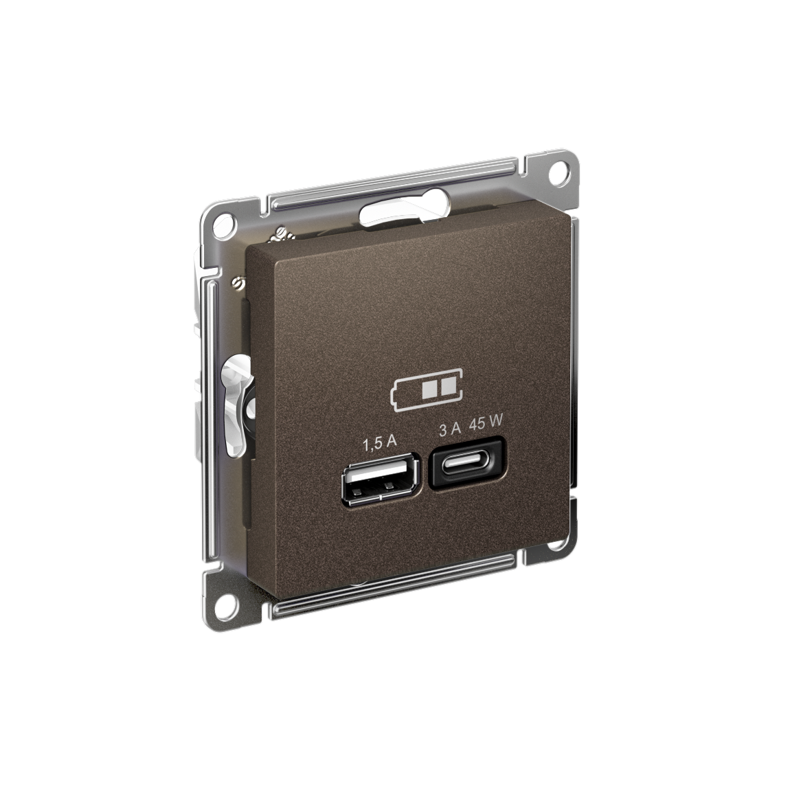 Systeme Electric AtlasDesign Мокко USB Розетка A + тип-C 45W высокоскор.заряд. QC, PD, мех.