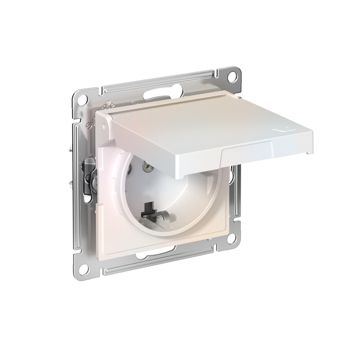 Systeme Electric AtlasDesign Жемчуг Розетка с заземл. со шторк. с крышкой, 16А, IP20,мех., быстрозажим. клем.