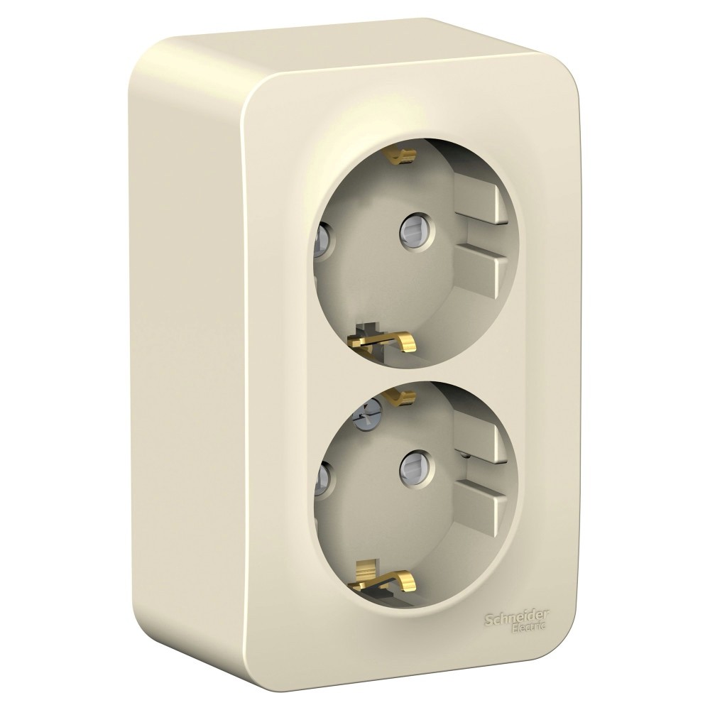Systeme Electric Blanca наруж Молочная Розетка 2-ая с/з со шторками, 16А, 250В