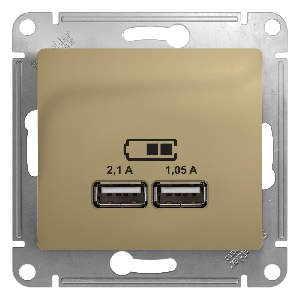Systeme Electric Glossa Титан Розетка USB 5В/2,1А, 2х5В/1,05А