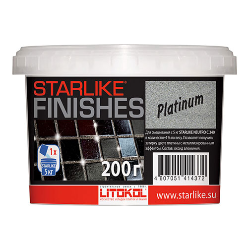 Декоративная добавка для затирки Litokol Starlike Finishes Platinum, ведро 200 г