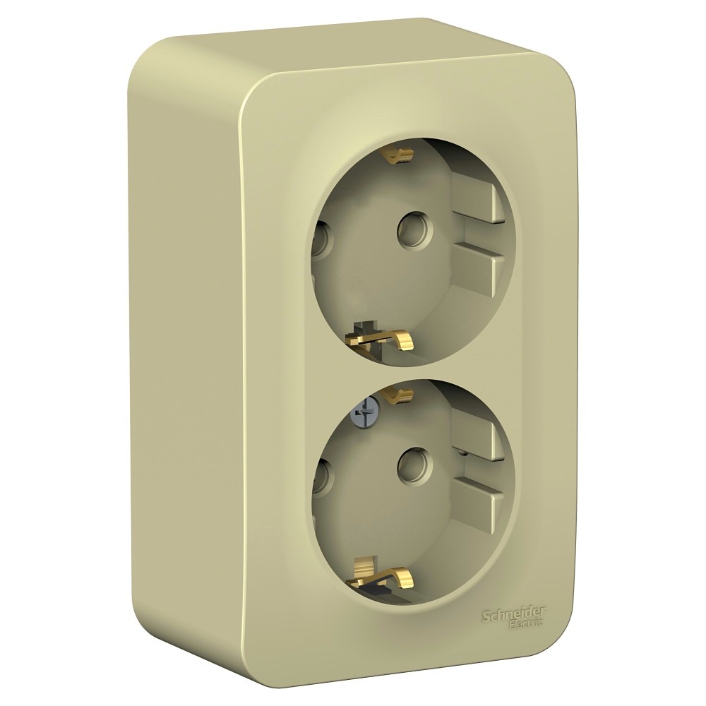 Systeme Electric Blanca наруж Беж Розетка 2-ая с/з без шторок, изолир. пластина 16А, 250В