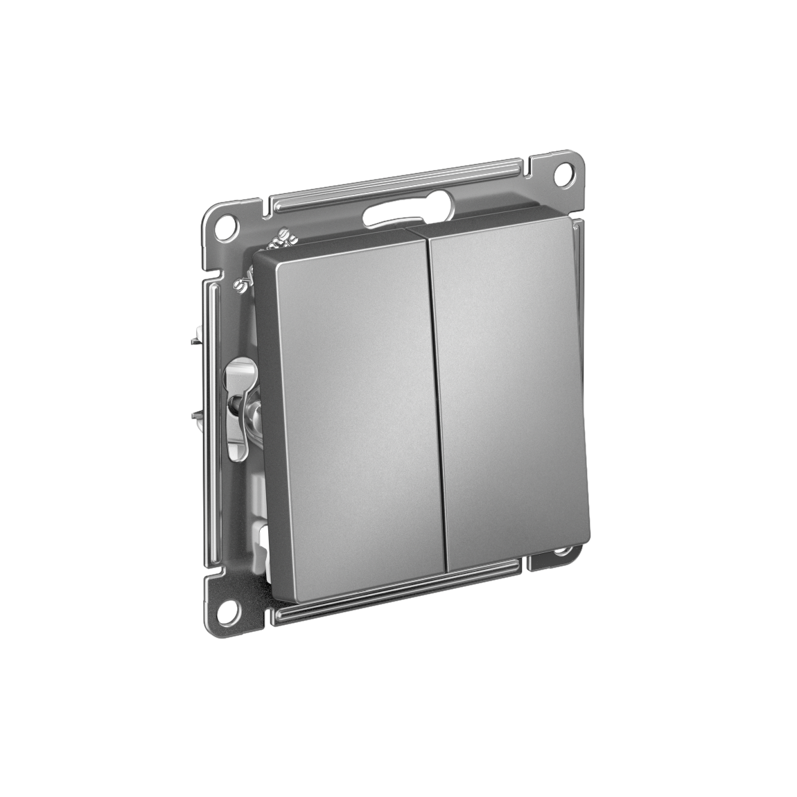 Systeme Electric AtlasDesign Сталь Выключатель 2-клавишный, сх.5, 10АХ, мех., быстрозажим. клем.