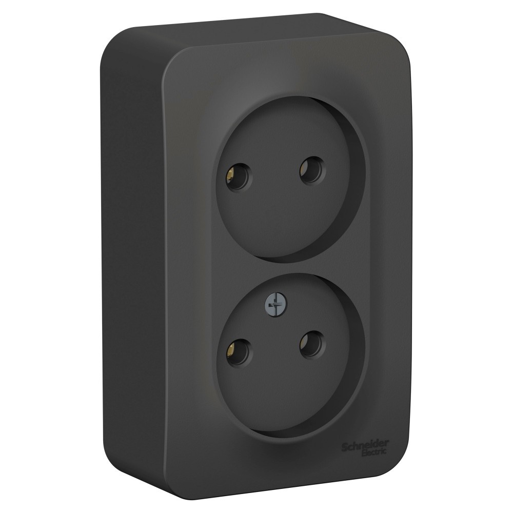 Systeme Electric Blanca наруж Антрацит Розетка 2-ая б/з без шторок 16А, 250В, изолир. пластина