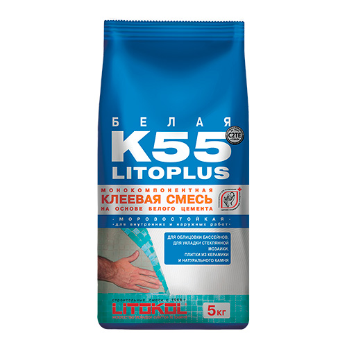 Клей для плитки Litokol Litoplus K55 (C2TE) белый, 5 кг / Литокол Литоплюс