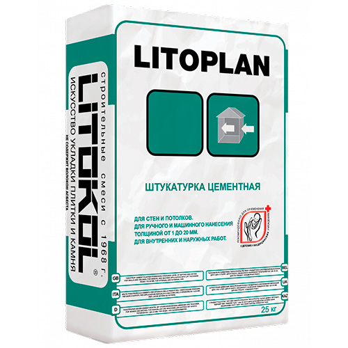 Штукатурка цементная Litokol Litoplan серый, 25 кг / литокол Литоплан