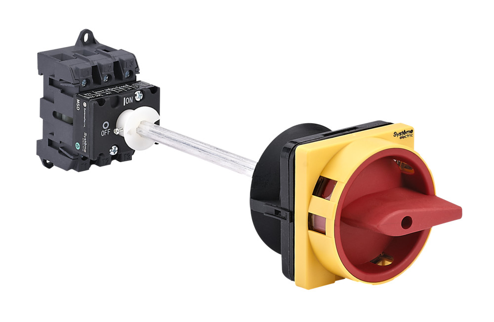 Systeme Electric SystemePact MSD  Выключатель-разъединитель 3P 25A IP20 с красной выносной рукояткой на дин-рейке/плате с замком