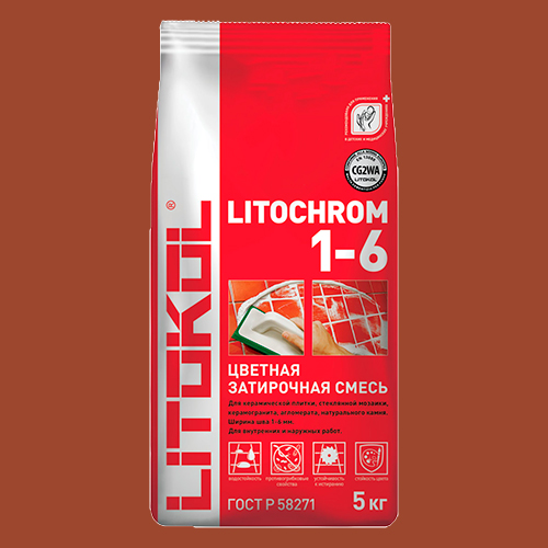 Затирка швов цементная Litokol Litochrom 1-6 C.510 охра, алюм.мешок 5 кг
