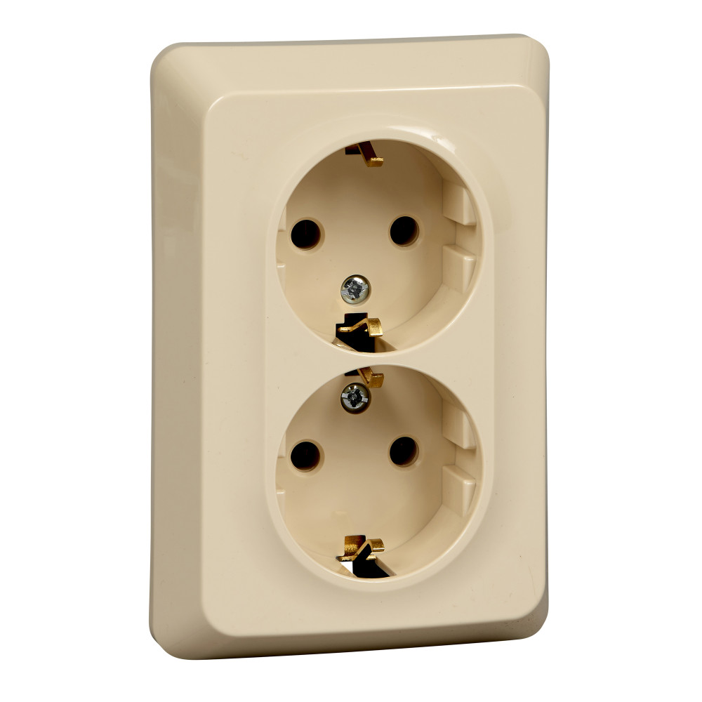 Systeme Electric Этюд Крем Розетка 2-ая с/з без шторок 16А 250B