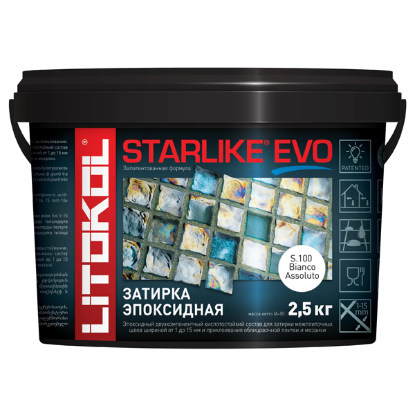 Эпоксидная затирка для плитки Litokol Starlike Evo S.100 Bianco Assoluto, 2,5 кг