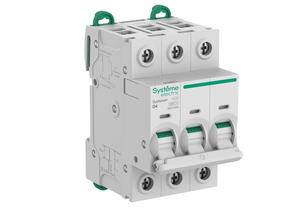 Systeme Electric Systeme9 Автоматический выключатель (АВ) D 4A 3P 6kA 400В