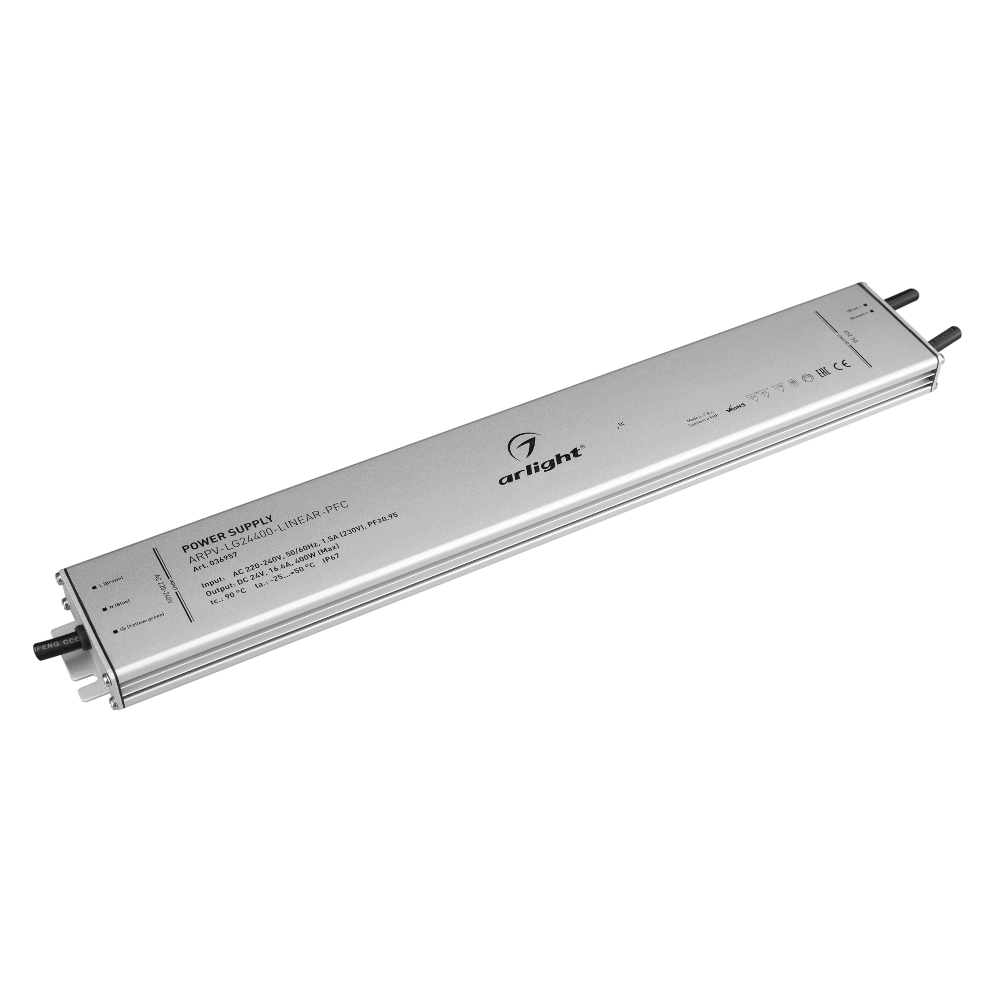 Arlight Блок питания ARPV-LG24400-LINEAR-PFC (24V, 16.6A, 400W) (IP67 Металл, 5 лет)
