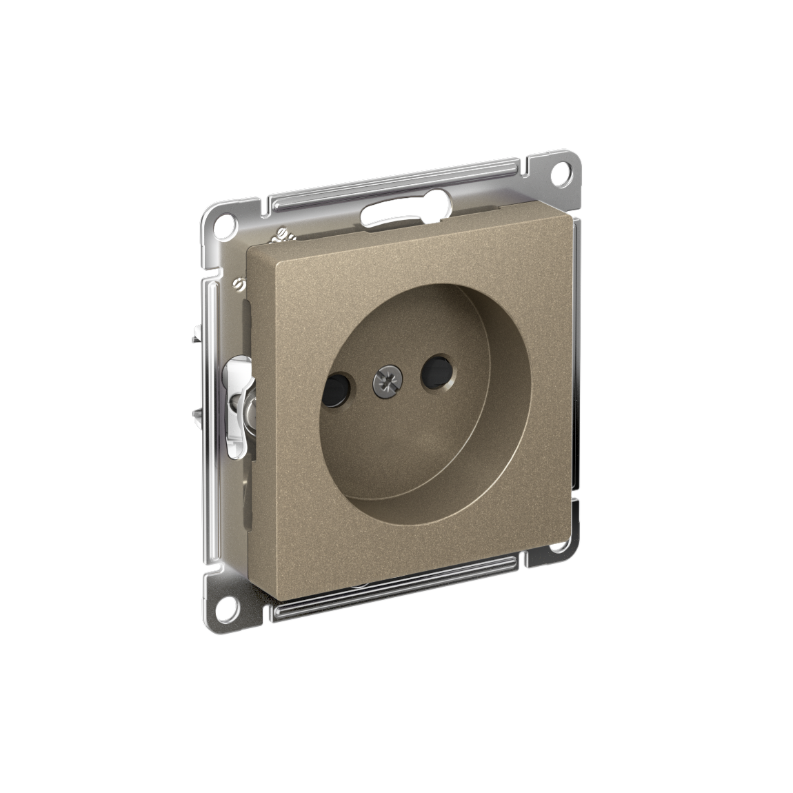Systeme Electric AtlasDesign Шампань Розетка без заземления со шторками, 16А, мех., быстрозажим. клем.