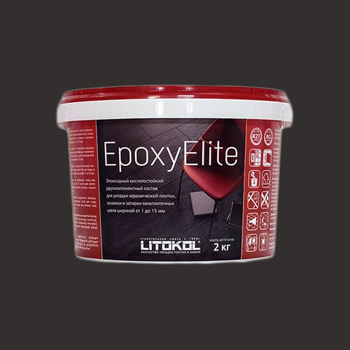 Эпоксидная затирка для плитки Litokol EpoxyElite E.07 Черный кофе, ведро 2 кг