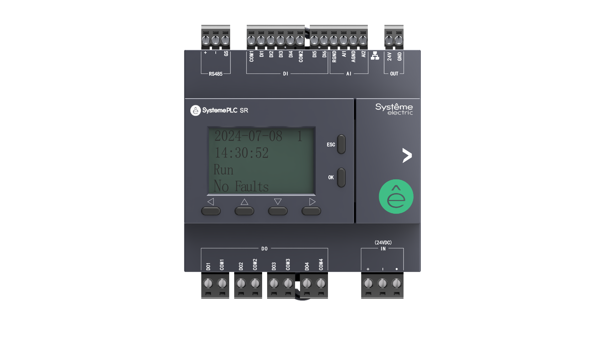 Systeme Electric Интеллектуальное реле SR2; 24 VDC; дисплей; 12 IO: 6 DI, 4 DO (реле); 2 AI; 1xRS485, 1xRJ45
