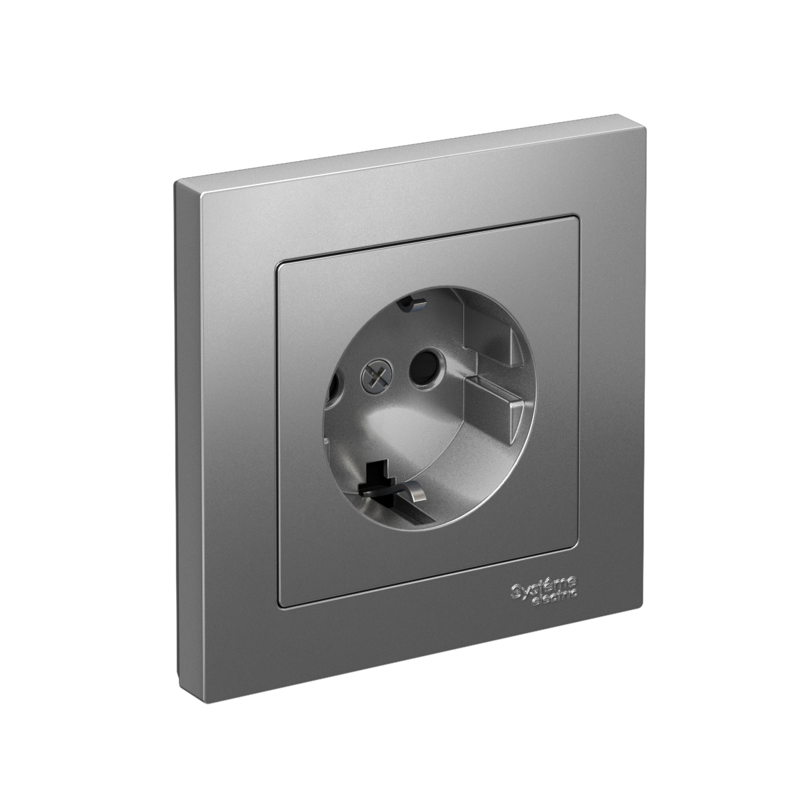 Systeme Electric AtlasDesign Сталь Розетка с заземлением со шторками, 16А, в сборе, быстрозажим. клем.