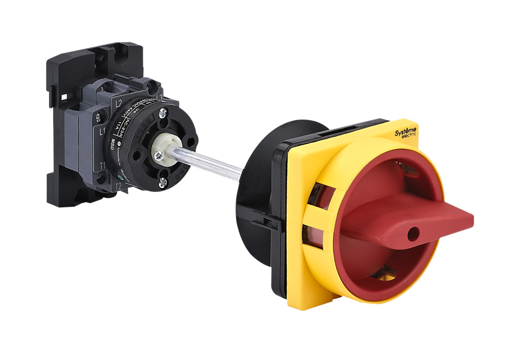 Systeme Electric SystemePact MSD  Выключатель-разъединитель 3P 20A IP20 с красной выносной рукояткой на дин-рейке/плате с замком