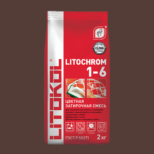 Затирка швов цементная Litokol Litochrom 1-6 C.200 венге, алюм.мешок 2 кг