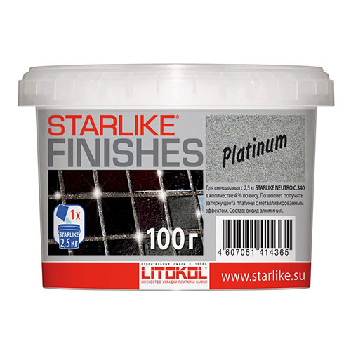 Декоративная добавка для затирки Litokol Starlike Finishes Platinum, ведро 100 г