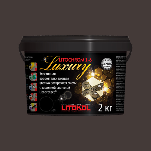 Затирка швов цементная Litokol Litochrom 1-6 Luxury C.470 черный, ведро 2 кг