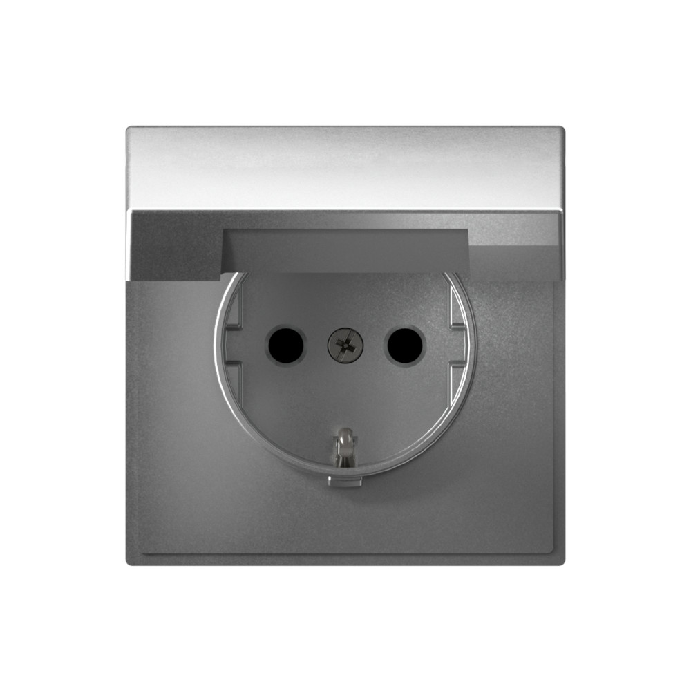Systeme Electric ArtGallery Алюминий Розетка с заземл. со шторк. с крышк., 16А, IP20,  механизм, быстрозажим. клем.