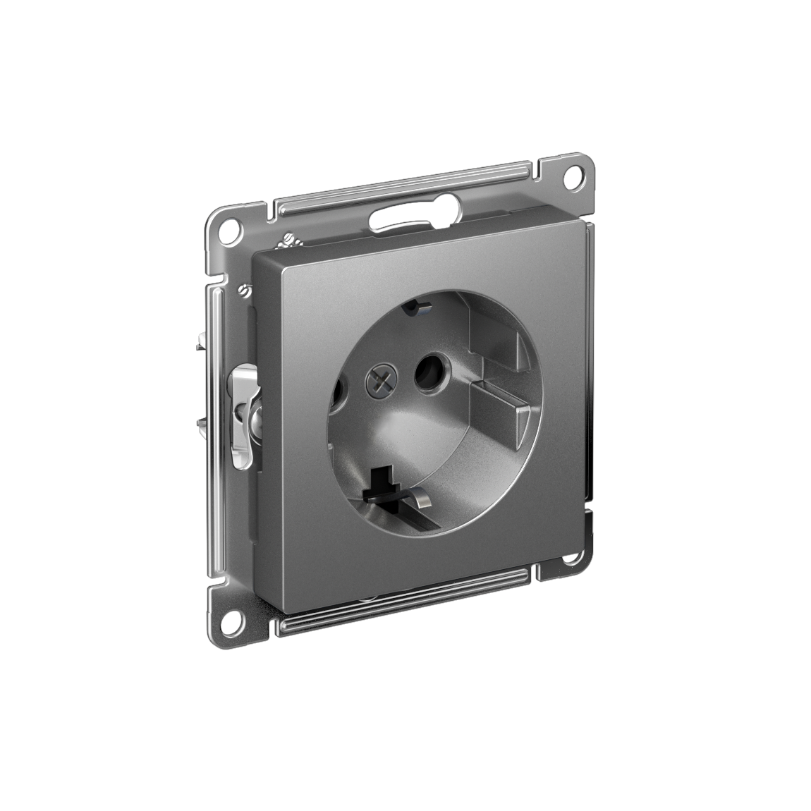 Systeme Electric AtlasDesign Сталь Розетка с заземлением, 16А, мех., быстрозажим. клем.