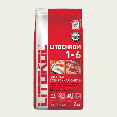 Затирка швов цементная Litokol Litochrom 1-6 C.00 белый, алюм.мешок 2 кг