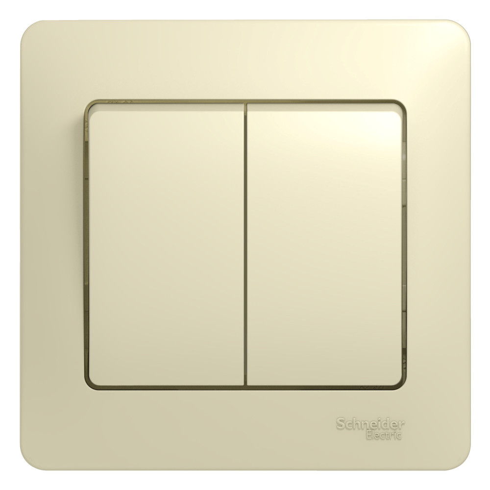 Systeme Electric Glossa Беж Выключатель 2-клавишный, сх.5, 10АХ (в сборе с рамкой)