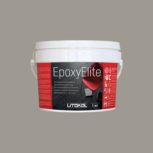 Эпоксидная затирка для плитки Litokol EpoxyElite E.05 Серый базальт , ведро 1 кг