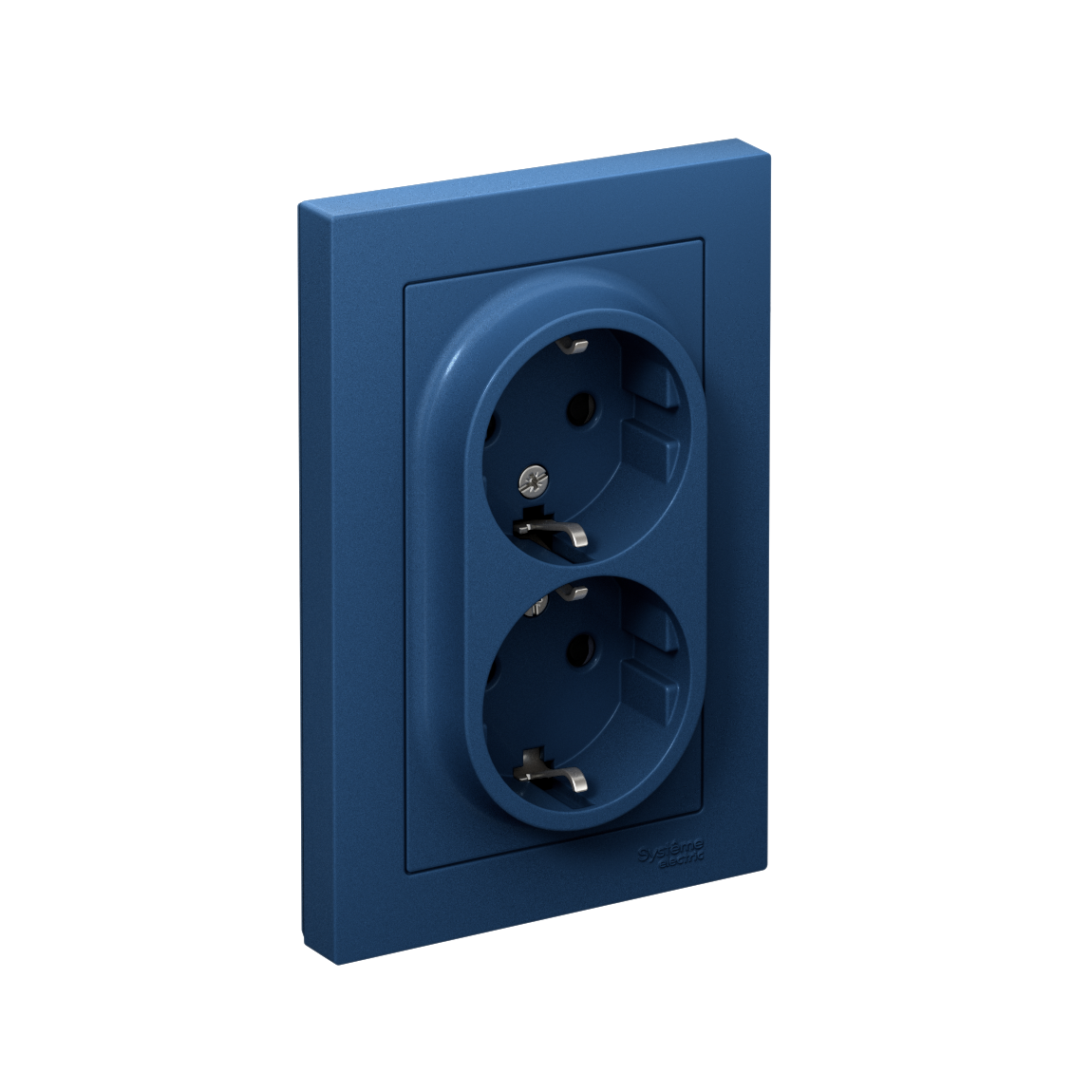Systeme Electric AtlasDesign Аквамарин Розетка двойная с/з со шторками, 16А, в сборе