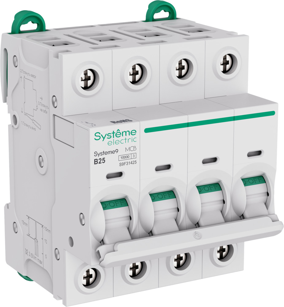 Systeme Electric Systeme9 Автоматический выключатель (АВ) B 25A 4P 10kA 400В
