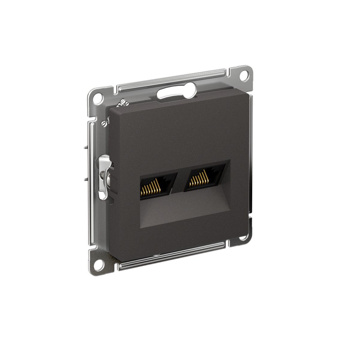 Systeme Electric AtlasDesign Базальт Розетка двойная компьютерная RJ45+RJ45, кат.5Е, механизм