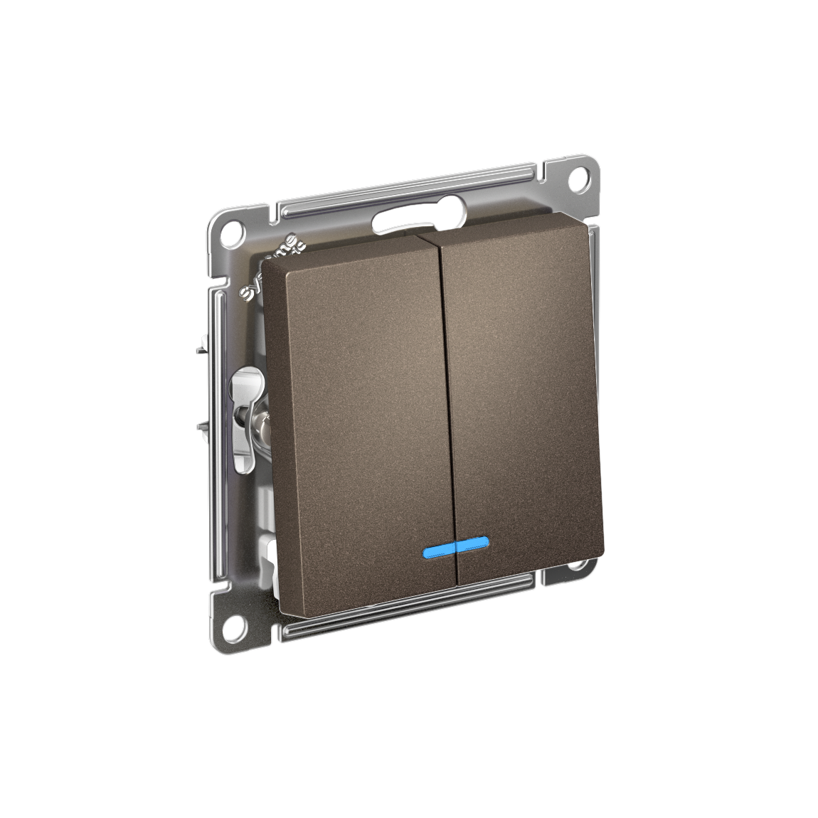Systeme Electric AtlasDesign Мокко Выключатель 2-клавишный с подсвет.,сх.5а, 10АХ, мех., быстрозажим. клем.