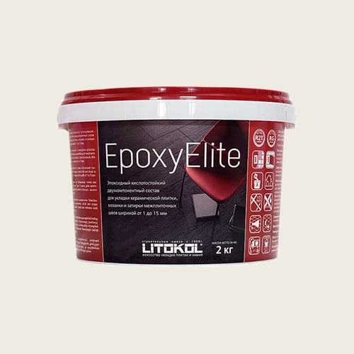 Эпоксидная затирка для плитки Litokol EpoxyElite E.01 Зефир, ведро 2 кг