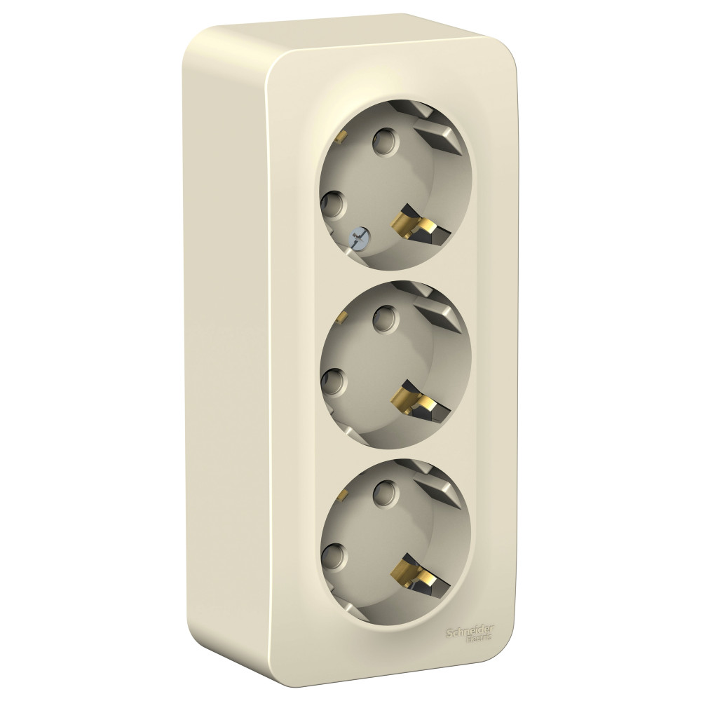Systeme Electric Blanca наруж Молочная Розетка 3-ая с/з без шторок 16А, 250В, изолир. пластина
