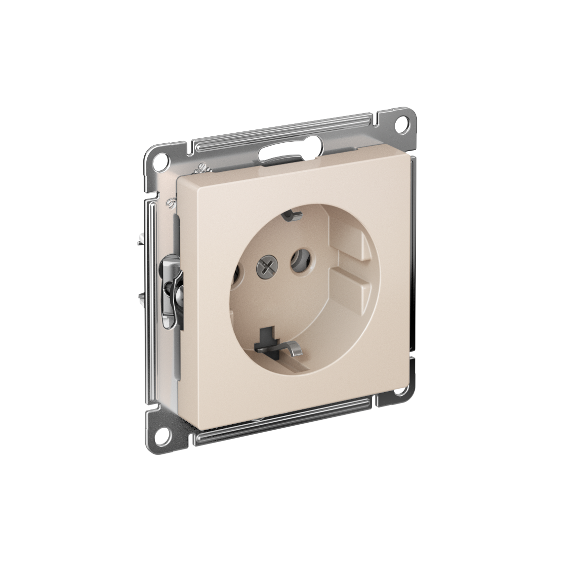Systeme Electric AtlasDesign Бежевый Розетка с заземлением, 16А, мех., быстрозажим. клем.