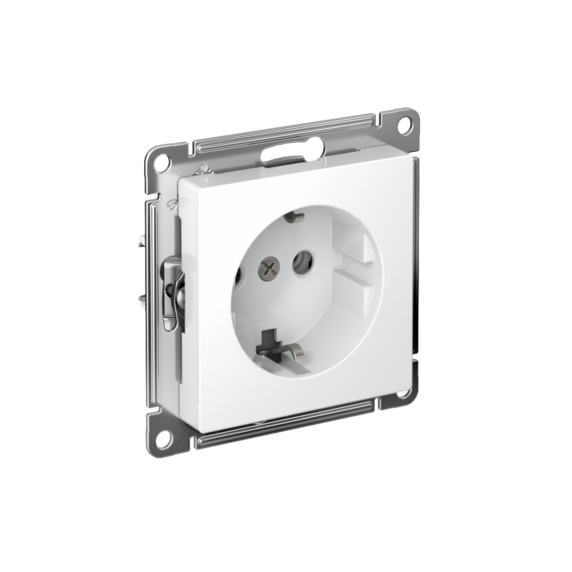 Systeme Electric AtlasDesign Белый Розетка с заземлением, 16А, мех., быстрозажим. клем.