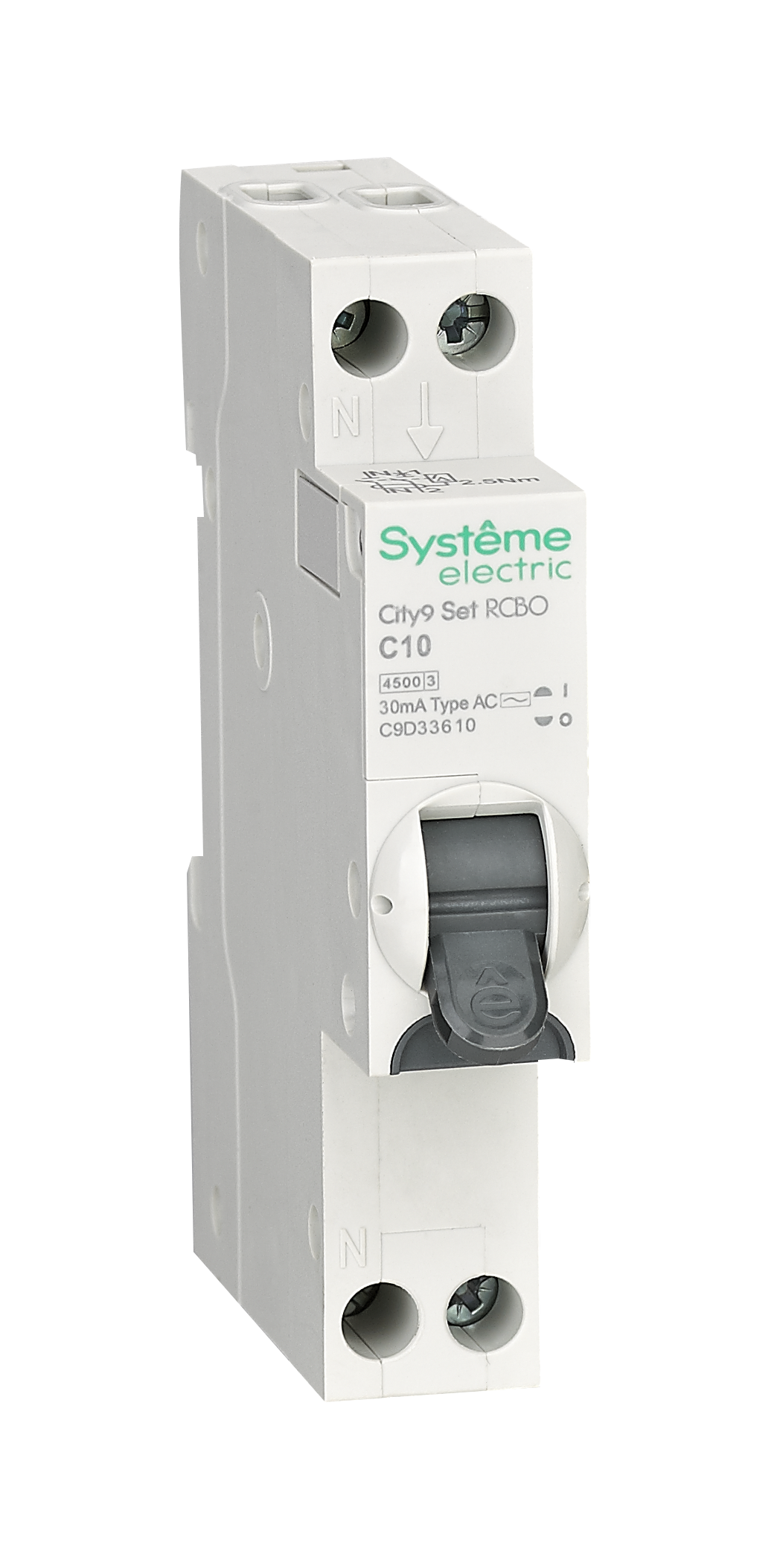 Systeme Electric City9 АВДТ 1П+Н C10 4500A 30мА AC 18мм
