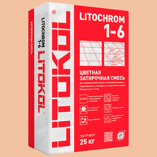 Затирка швов цементная Litokol Litochrom 1-6 C.60 бежевый/багама, мешок 25 кг