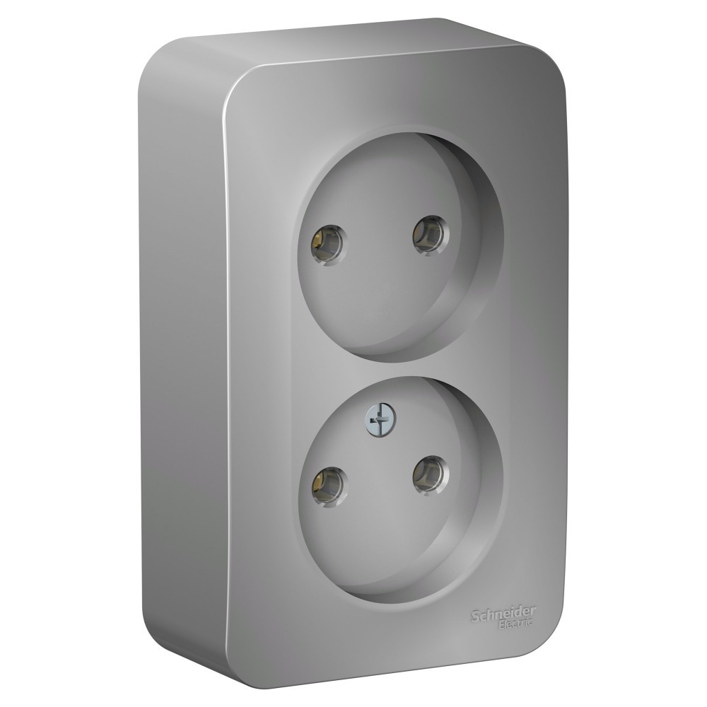 Systeme Electric Blanca наруж Алюминий Розетка 2-ая б/з без шторок, 16А, 250В