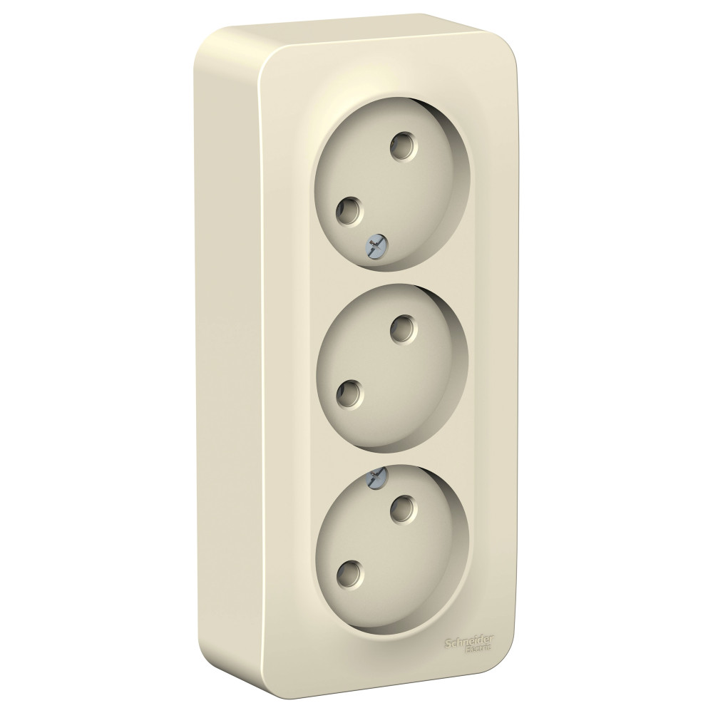 Systeme Electric Blanca наруж Молочная Розетка 3-ая б/з без шторок 16А, 250В, изолир. пластина