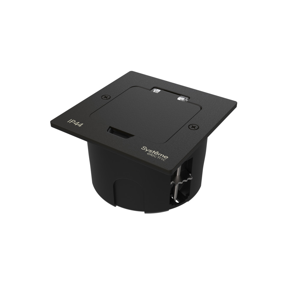 Systeme Elecrtic MultiDesk Чёрный матовый Лючок на 2 модуля IP44 с монтажной коробкой для стены, фальшпола, стола , тип MDK20