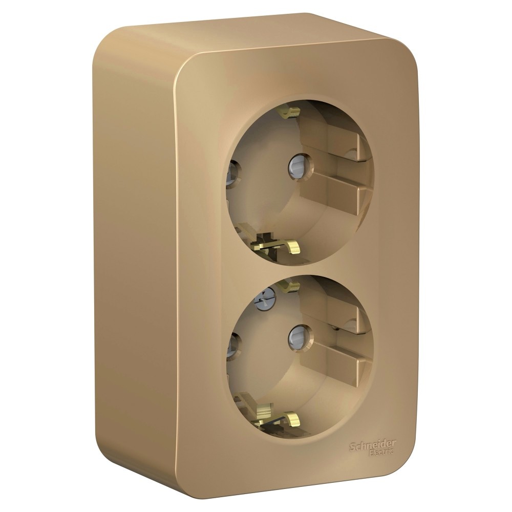Systeme Electric Blanca наруж Титан Розетка 2-ая с/з со шторками 16А, 250В, изолир. пластина