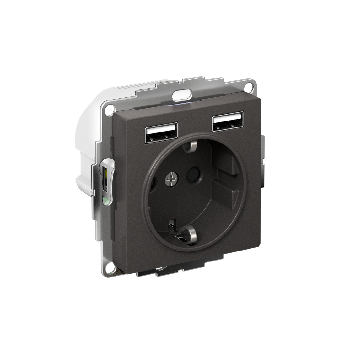 Systeme Electric AtlasDesign Базальт Розетка 16А с 2 USB A+A, 5В/2,4А, 2х5В/1,2А, механизм