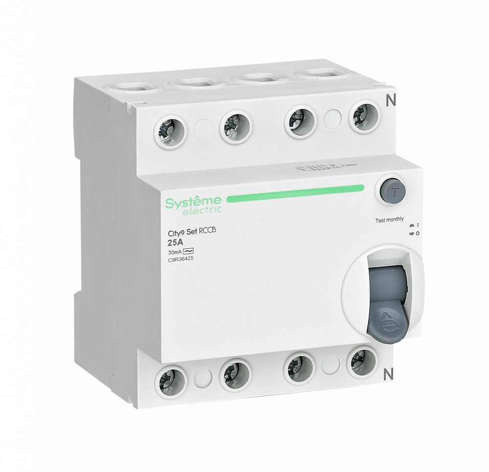 Systeme Electric City9 Set Выключатель дифференциального тока (ВДТ) 25А 4P 30мА Тип-AC 400В